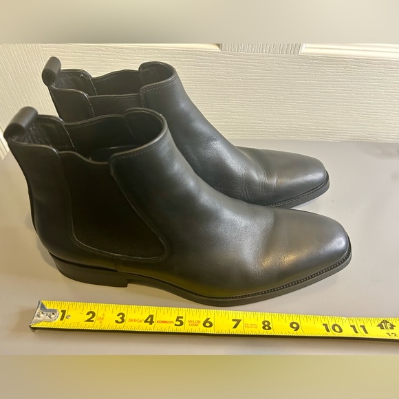 ♠️”Gifennse” Black Leather Chelsea Men’s Pull On Ankle Boots Size 9/42♠️ - Picture 7 of 15